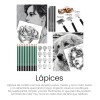 Kit De Dibujo Profesional Lápices Boceto Y Accesorios 72 Pzs