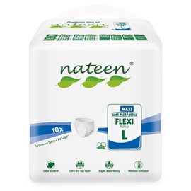 Nateen Flex Maxi Adult Incontinence Underwear for Women and Men, Maximun Absorbency Nighttime Pull Ups, Soft and Breathable Comfort Adult Diapers (Large, 10 Count)