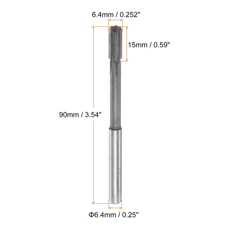 sourcing map Chucking Reamer 6.4mm H7 C1/K30 Carbide Tip Precision