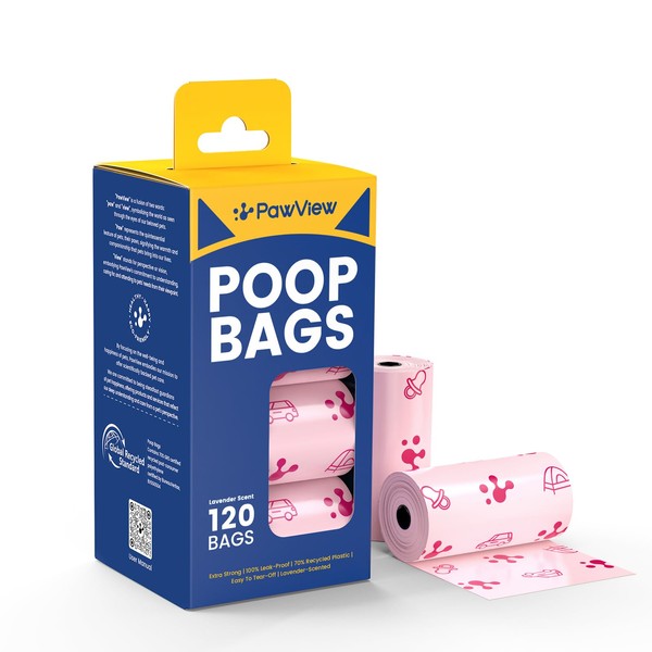 PawView Dog Poop Bags 120 Count - Leak Proof &