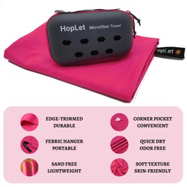 Hoplet Microfiber Camping Towel with EVA Case, Super Absorbent and Quick Dry Sports Towel, Portable Travel Microfiber Towel Best for Beach Hiking Swimming Outdoors Gym (XXL Red)