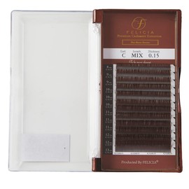 FELICIA [Dark Brown] Flat Lash Ultra Soft Eyelash Extensions Single Matsueku Eyelash C Curl 0.15 Thickness 0.03 - 0.5 inches (8 - 13 mm), Mixed