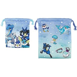 Tees Factory PM-5530374BM Pokémon 2P Drawstring Set, Gradient/Blue & Mint, Large Size: H7.9 x W6.7 inches (200 x 170 mm), Small Size: 6.7 x 5.5 inches (170 x 140 mm)