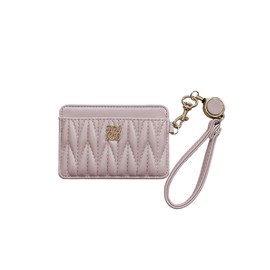 Giselle Pass Case with Reel, Commuter Holder, Double-Sided IC Card, Quilted, Employee ID, High-End Look, Card Case, Otaku Activity, Commuting, School, Women's, Pink