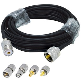 ACONRFTOL PL259 UHF Male to Female SO239 RG58 Cable 5M with 4 UHF to SMA/BNC/UHF Adapters SO239 to PL259 for Radio CB Radio Ham Radio, SO239 to PL259 RG58 Cable 5M