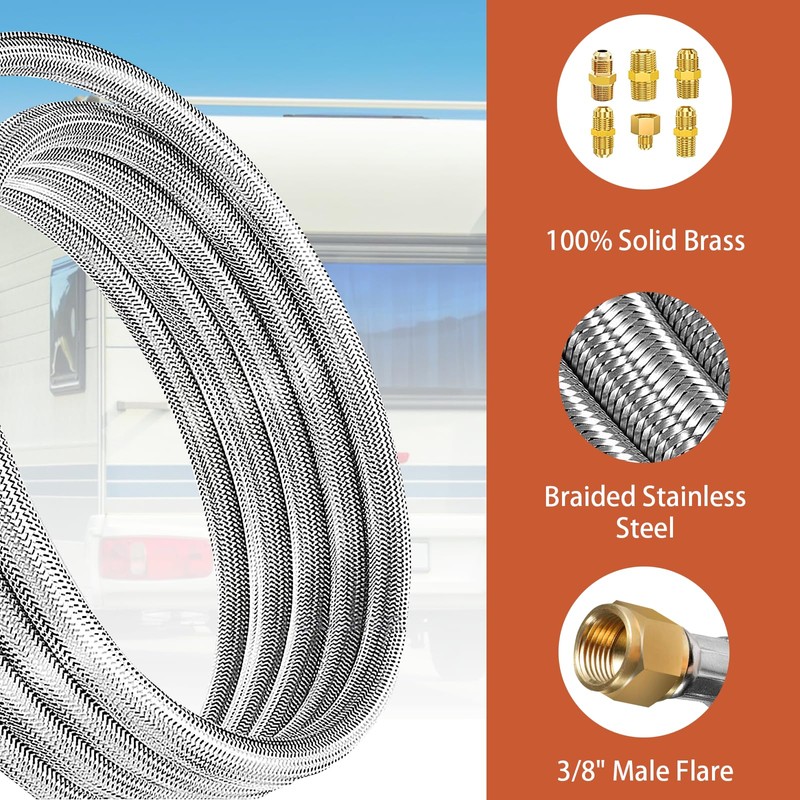 12 FT Propane Hose Extension-High Pressure Braided Gas Line Hose