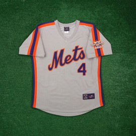 Majestic Lenny Dykstra 1986 New York Mets Grey Road Cooperstown Jersey w/ 25th Patch - L