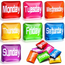 7 Pcs Days of The Week Magnets Magnetic Week Labels Decor,Rainbow