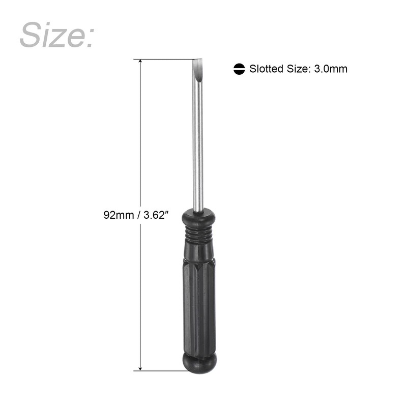 uxcell Mini Slotted Screwdriver, 3.0mm Flat Head with Black Handle