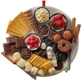 OnHoliday S'Mores Fondue Circular Charcuterie Board Platter Hanging Christmas Tree Ornament