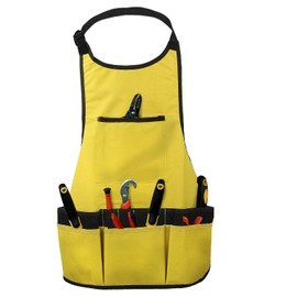 Discoball Oxford Cloth Garden Apron Thickening Garden Tools Belt Multifunction Waterproof Wear-resistant for Women Men (Yellow)