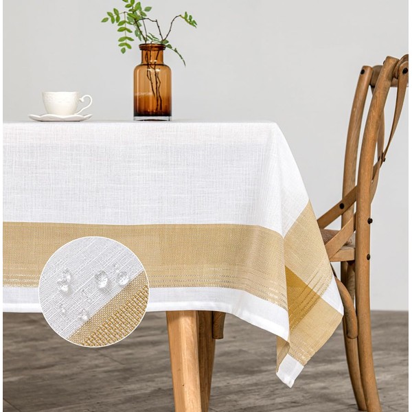 GOLD SAIL White Table Cloth Square Table–Waterproof and Wrinkle Resistant