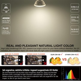 EACLL EACLL GU5.3 LED 4000K 6W Ersetzt 50W Halogen MR16 Glhbirne, 4er-Pack. Neutralweiss 595 Lumen Leuchtmittel, AC/DC 12V Flimmerfrei Strahler, Abstrahlwinkel 120 Grad Spot, Nicht Dimmbar Reflektorlampen