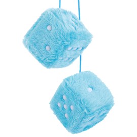 Fuzzy Dice for Car Mirror, Pair of Retro 2.75” Fuzzy Dice for Rear View Mirror with Black Dots for Car Interior Hanging Ornament Decoration (Blue)