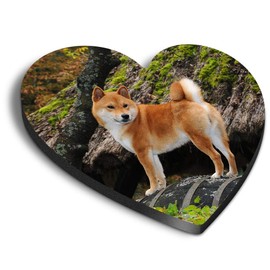 1 x Heart MDF Magnets - Adorable Shiba Inu Dog Puppy 8798