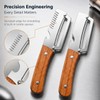 2Pcs Vegetable Peeler with Wooden Handle, Odor-Free Stainless Steel Multi