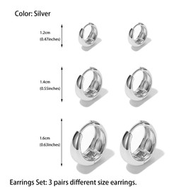 Krstudent Silver Hoop Earrings for Women,18K White Gold Plated Earring Small Huggie Hypoallergenic Silver Earrings Set for Women Girls