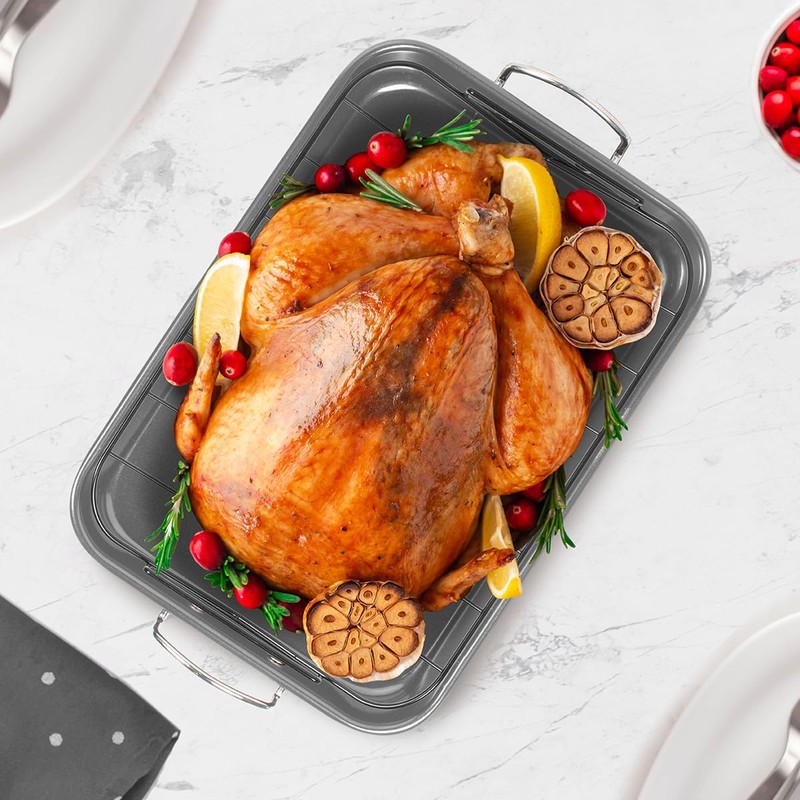 Glad Roasting Pan Nonstick 11x15 - Heavy Duty Metal Bakeware