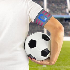 Soccer Captain Armband, Ynaize 2Pcs Nylon Elastic Adjustable Football Basketball Player Bands for Youth and Adult-Grey