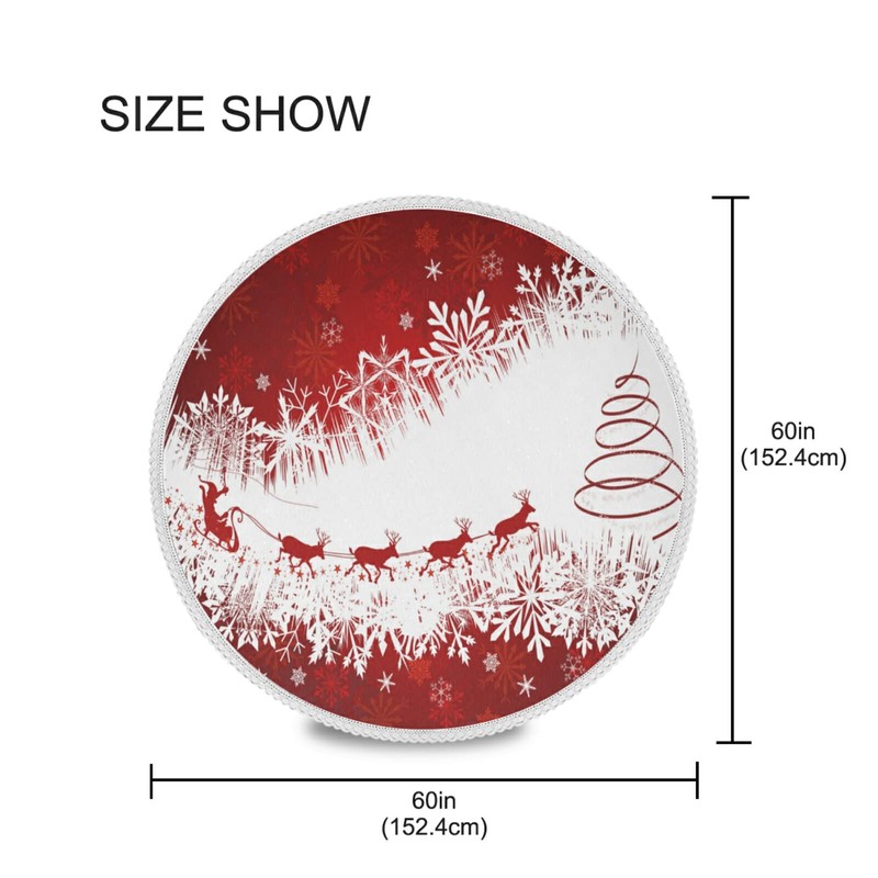 Mnsruu Christmas Round Tablecloths, Circular Table Cover Washable Polyester for