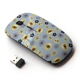 KawaiiMouse [ Optical 2.4G Wireless Mouse ] Bee Flowers Pattern Yellow