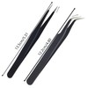 AIEX 2Pcs Lash Tweezers, Stainless Steel Eyelash Extension Tweezers Straight