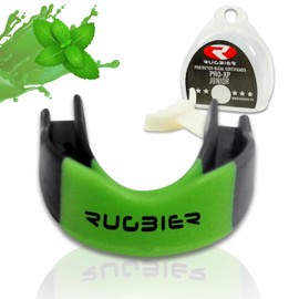 Rugbier Pro XP Rugby Mouth Guard, Kids Size up to 12 Years, Unisex, Professional Sports Teeth Protection, Mint Flavour