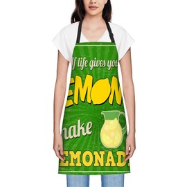oFloral Lemon Apron, If Life Gives You Lemon Make Lemonade inspirational quote Apron Adjustable Bib Chef Aprons Cooking Apron Unisex Women Men Aprons Perfect for Home Kitchen, Baking, Gardening