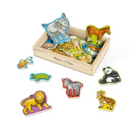 Melissa & Doug 20 Wooden Animal Magnets in a Box Cute Animal Fridge Magnets, Refrigerator Magnets for Toddlers Ages 2+ - FSC-Certified