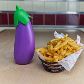 Eggplant Sauce Bottle - Emoji-Inspired Sauce Bottle - Kitchen Accessories - 1.16 fl oz BPA-Free Mayonnaise & Ketchup Bottle - Dishwasher Safe