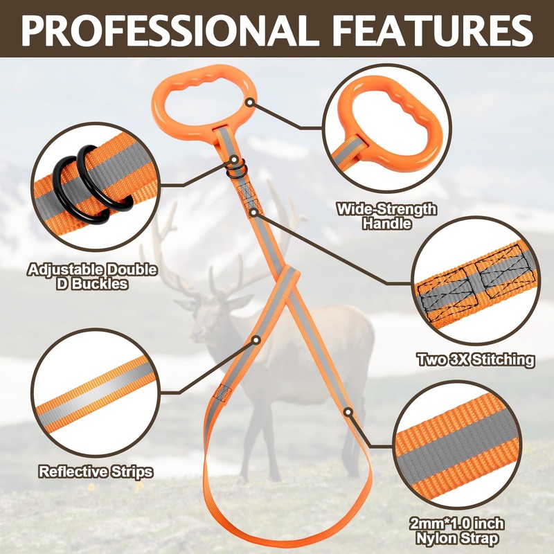 Deer Drag with Wider High-Strength Handle, 6.3ft Rope for Deer