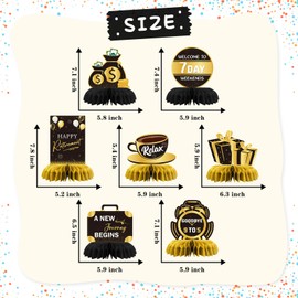 Happy Retirement Table Poster Centerpieces Set, Retirement Appreciation Gifts Officically Retired Table Decor Centerpieces for Women Men Office Retirement Party Decorations Gold 8PCS