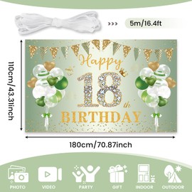 PartyYaa 18th Birthday Banner Decoration, Extra Large 18th Birthday Banner, Happy Birthday Banner Background Photo Booth Sign Poster Party Decoration for Girls and Boys (180 x 110 cm)
