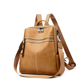 Maxoner Backpack Purse for Women Fashion Genuine Leather Convertible Shoulder Handbag Travel Bag Satchel Rucksack Ladies Bag, Faux Leather Yellow, Small, Daypack Backpacks