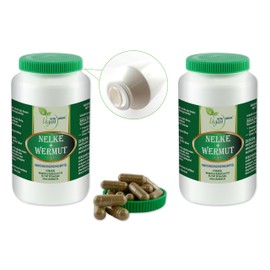 VITA IDEAL Vegan® Spice Clove + Wormwood 2 x 360 Capsules – Artemisia Absinthium – Daily Serving 700 mg Clove + Wormwood – Herb Pure Powder. Natural, Vegetable and No Additives