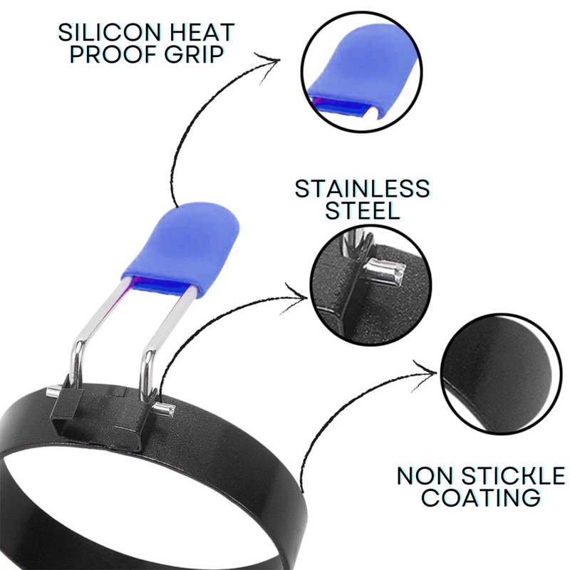Egg Ring 2-Pack Stainless Steel Egg Rings with Anti-Scald Folding