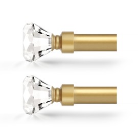 Orger Diamond Curtain Rods for Windows 30 to 54 Inches, Gold Curtain Rods with Crystal Diamond Finials, 1 Inch Decorative Curtain Rod, 2 Pack