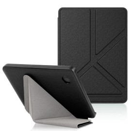 GUAGUA Case for Kobo Clara BW (Model N365)/Clara Colour (Model N367) 6" 2024 Release-Lightweight Premium PU Origami Stand Protective Back Cover with Auto Wake/Sleep Black
