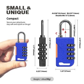 UP Security Lock for Gym Locker, Small Combination Lock for Travel Luggage, Combo Padlocks for Outdoor Use, 4 Digit Combination Padlock for Locker, Cabinet, Storage Unit, Suitcase Zipper, Box (Blue)