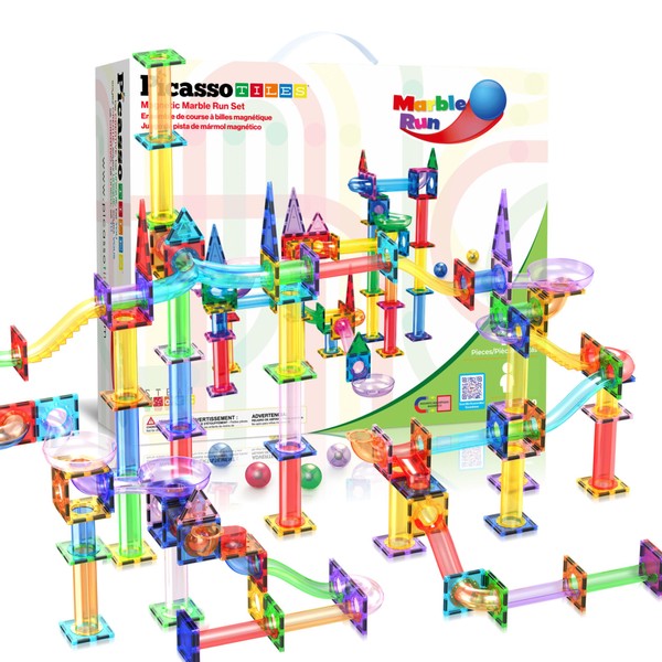 PicassoTiles 150pc Magnetic Marble Run Track Set STEM Construction Toy
