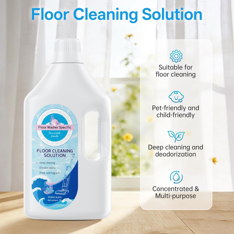 1L Fresh Ocean Scent Floor Cleaning Solution Compatible With Tineco