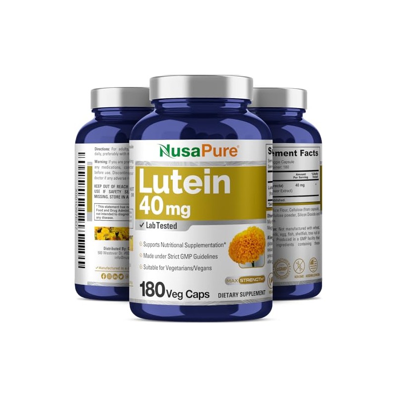 Lutein 180 Cápsulas Vegetales Omg Gluten Suplemento Apoyo Ojos Secos