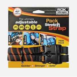 Rok Straps Motorcycle Adjustable Luggage Strap 16mm - Upto 42" - 310 to 1060mm (Twin Pack) Black/Orange/Reflective ROK360