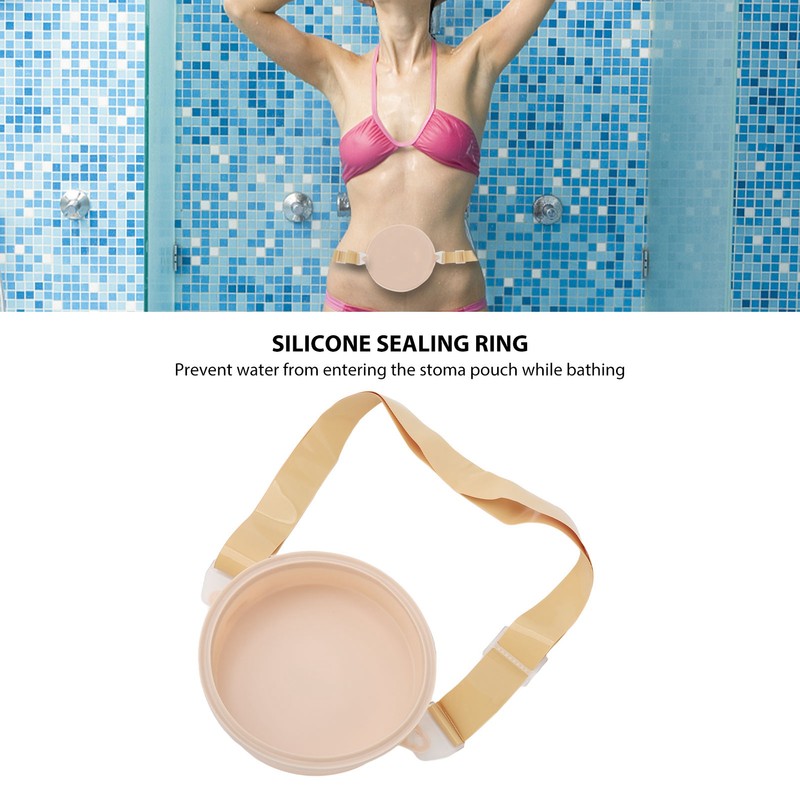 Stoma Ostomy Bath Cover Waterproof Adjust Belt Silicone Sealing Ring
