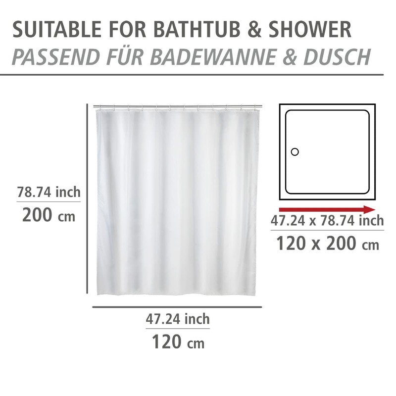 Wenko Shower Curtain 120x200 white, PEVA