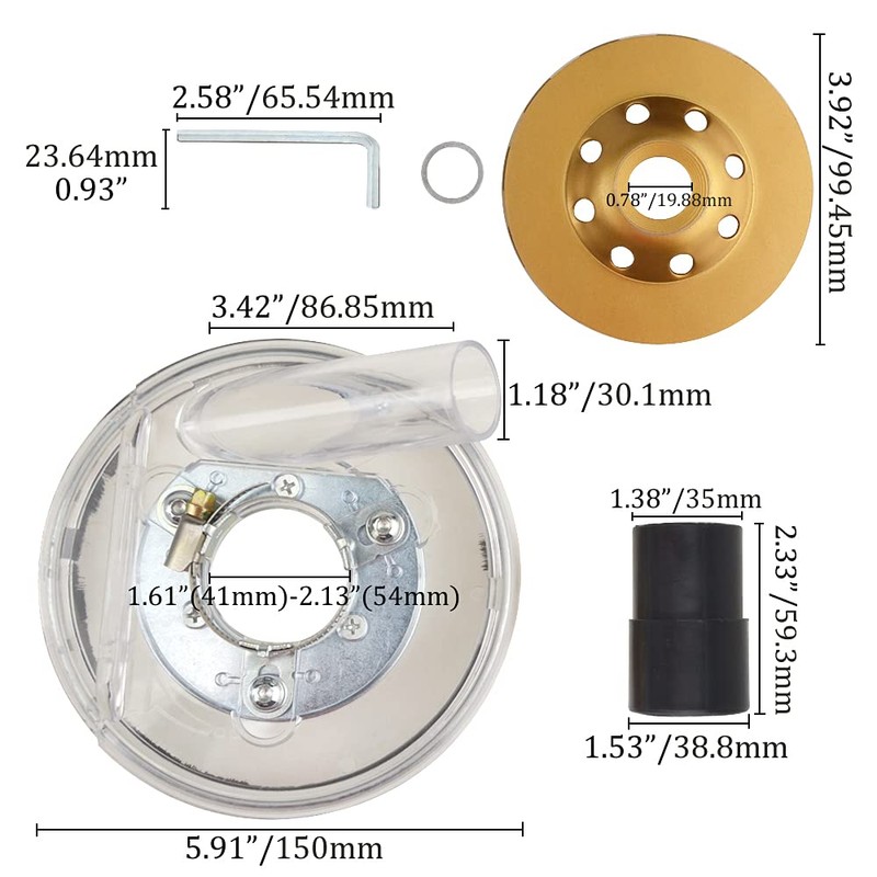 XINGYHENG Dust Shroud Kit Dry Grinding Dust Cover 100-150mm Adjustable