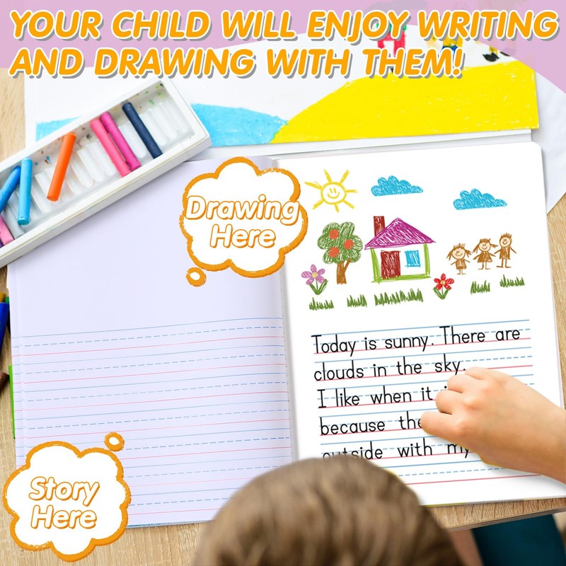 Fulmoon 6 Pcs Primary Composition Notebook K-2 with Picture Space