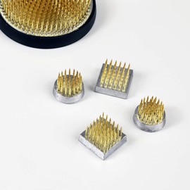 Wazakura 4PCS Mini Ikebana Kenzan Japanese Flower Holder Pin Cushion, Made in Japan, Flower Arranging Accessories Pin Flower Frog, Round Square - 1"(24mm) Brass