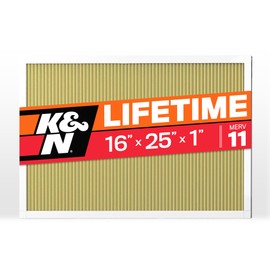 K&N 16x25x1 Air Filter, Merv 11, Washable Air Filter, the Last Furnace Filter You Will Ever Buy, Breathe Safely at Home or in the Office (Actual Dimensions .8 x 24.6 x 15.6 inches),1 Count (Pack of 1)