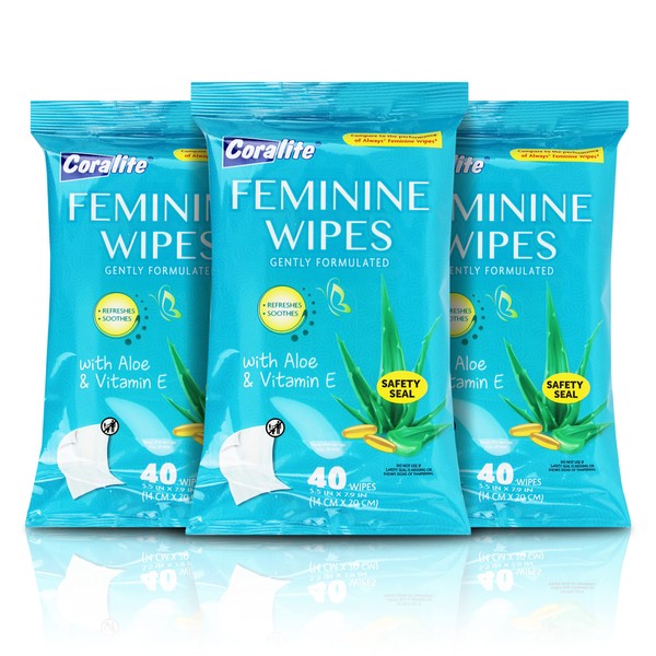 Feminine Wipes to Go Gently Formulated with Aloe & Vitamin E 5 pack of 40 at 200 total